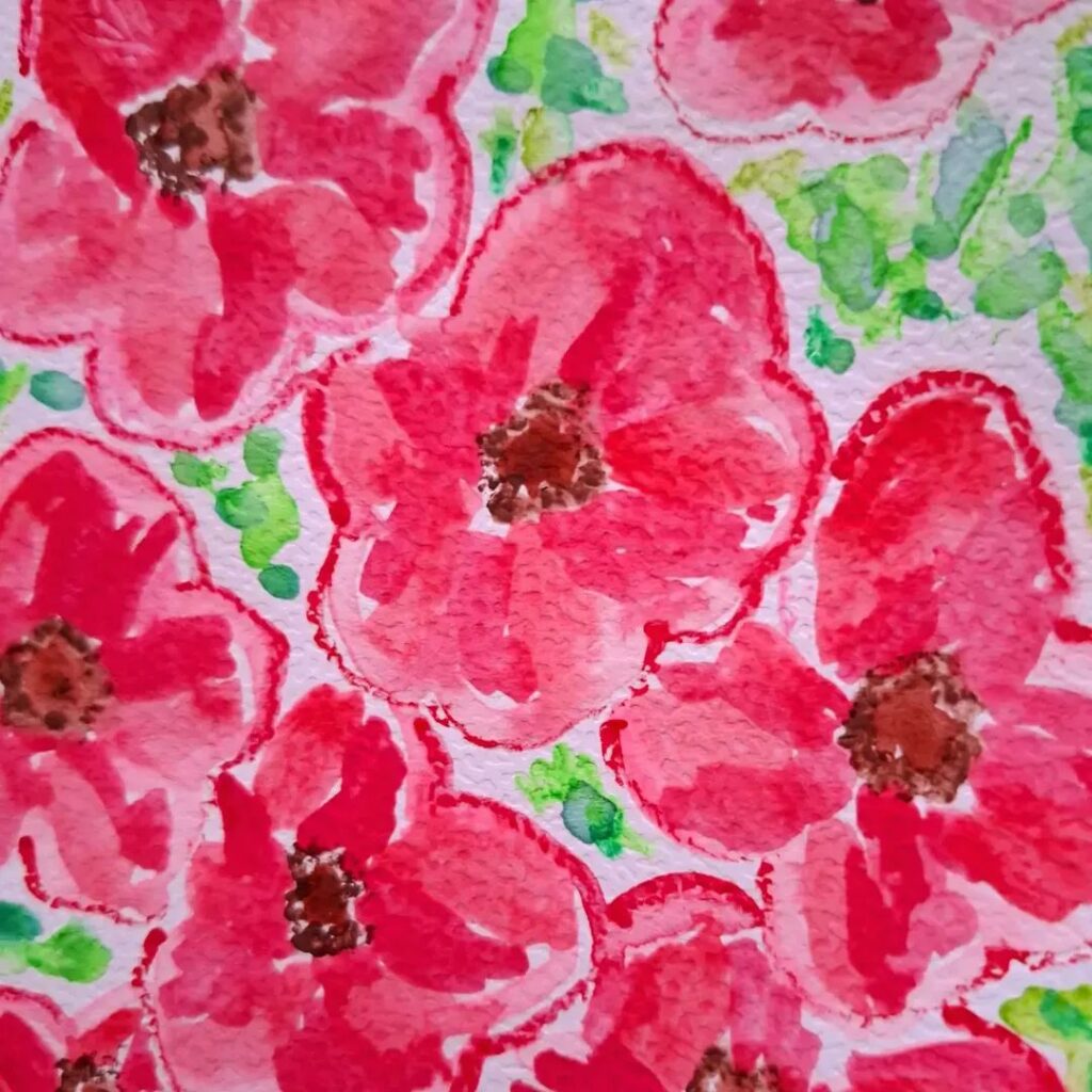 Rote Mohnblumen in Aquarell gemalt.